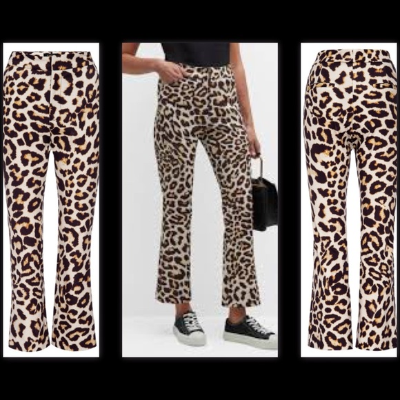 $345 LE SUPERBE CATHOUSE Leopard Flared Ankle Pants Old Money Mob Wife Size 0 - Picture 1 of 13
